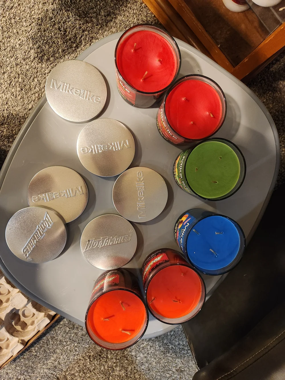 6 New Mike and Ike Scented Candle - Assorted Fruit Scents (Red, Green, Blue 14oz